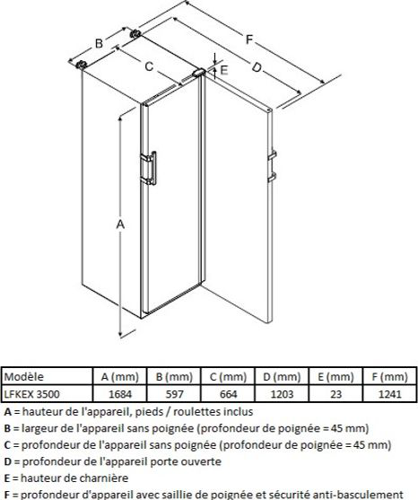 Liebherr LFKEX 3500 – schéma technique et dimensions